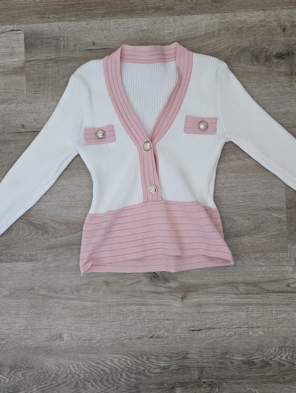 Pink & White Cardigan Sweater / From Boutique in S. Korea